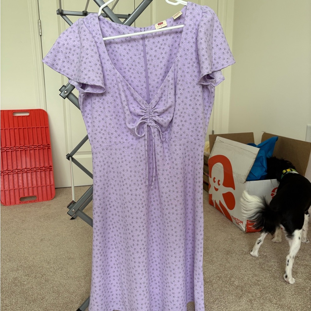 Levi's Purple Tie Front Tiered Midi Sundress
